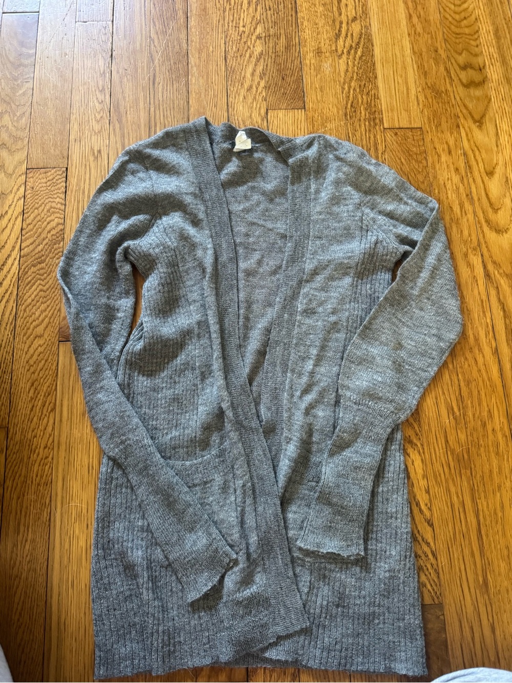 Lightweight Open-Front Gray Women's Wool Cardigan Sweater by J. Crew
